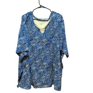 Catherines Blue & White,Black Women's  Pull-Over Tunic 5X  34W 36W
